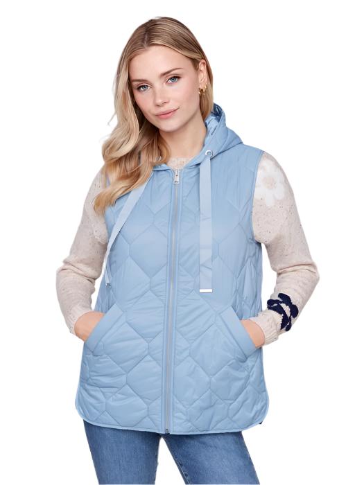 Solid Hexagon Quilted Vest C6322