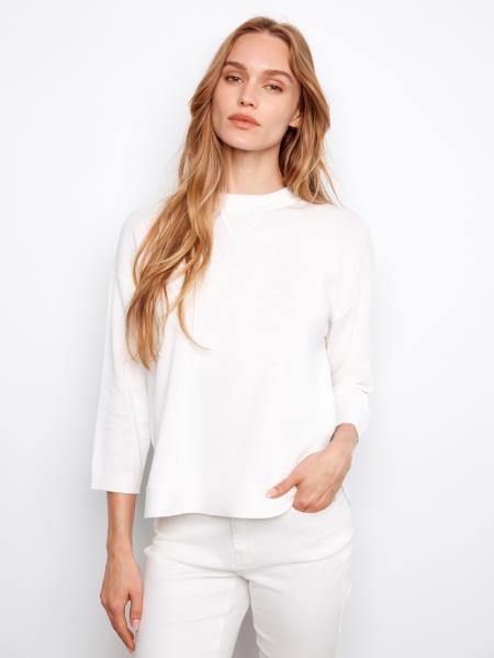 3/4 Sleeve Sweater With Curved Hem - C2964/261B - Style CoastCharlie B690178724374
