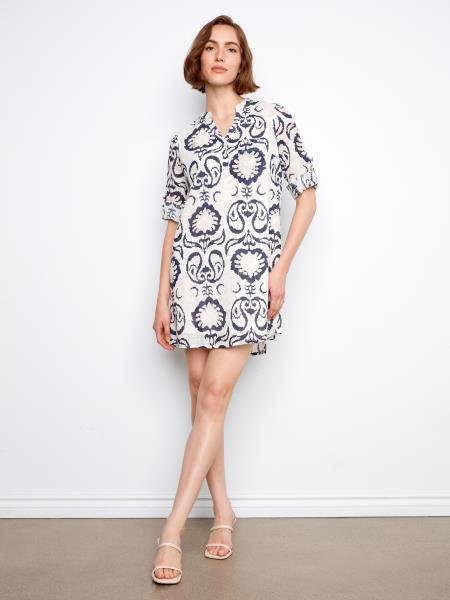 3/4 Sleeve Henley Dress - C3253/274C - Style CoastCharlie B690178755200