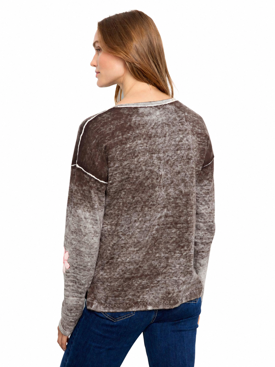 Charlie B Reversible Floral V-Neck Sweater C2907PW