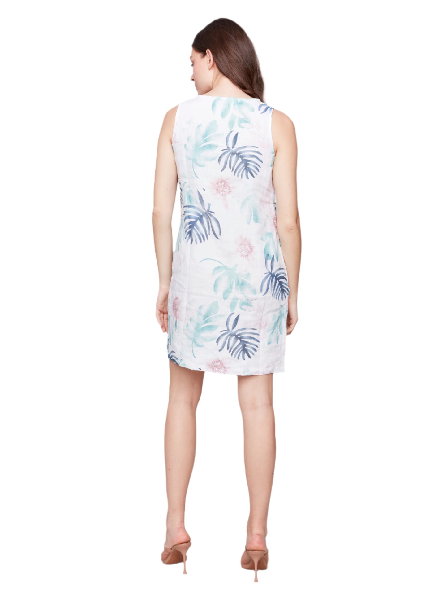 Printed Sleeveless Crew Neck Dress C3204