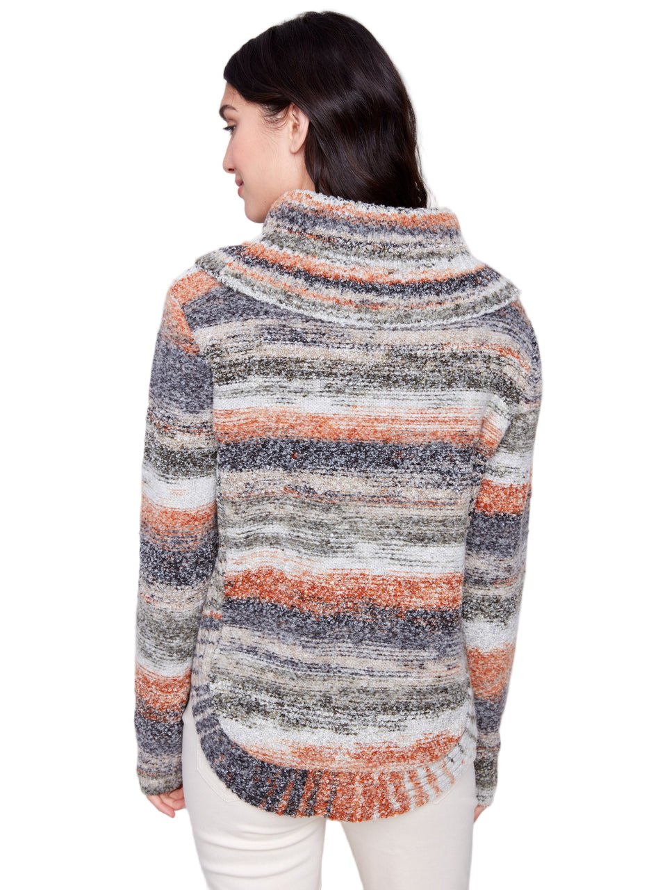 Cowl Neck Round Hem Cable Sweater C2316 - Style Coast__Style Coast