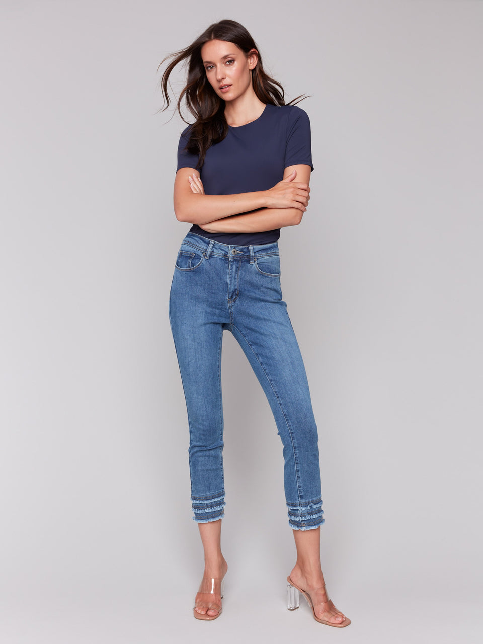 Frayed Hem Ankle Leg Pant C5147T