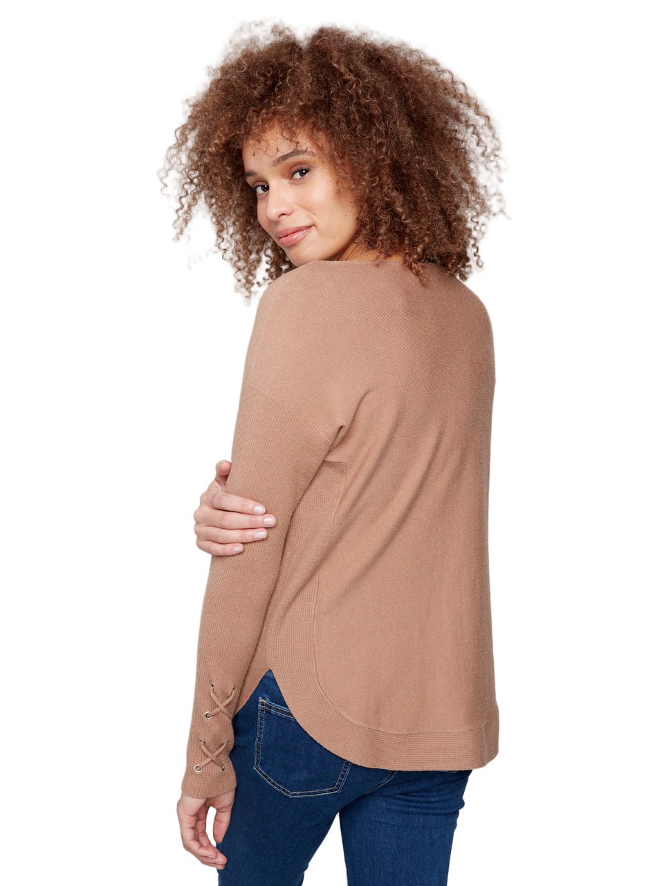 Round Hem Sweater C2380Y - Style CoastCharlie B690178673610