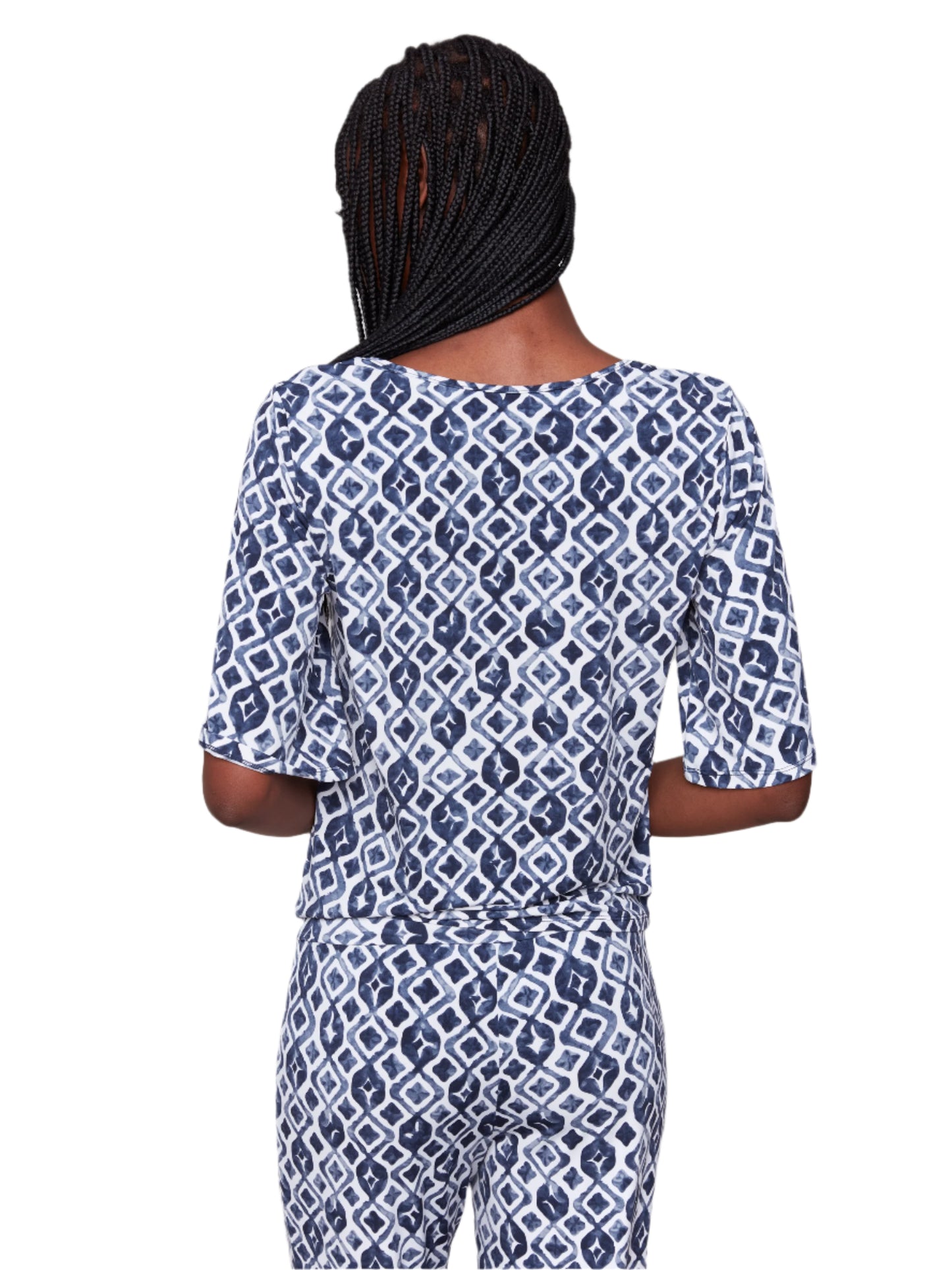 Printed V Neck Top With Knot C1360RP