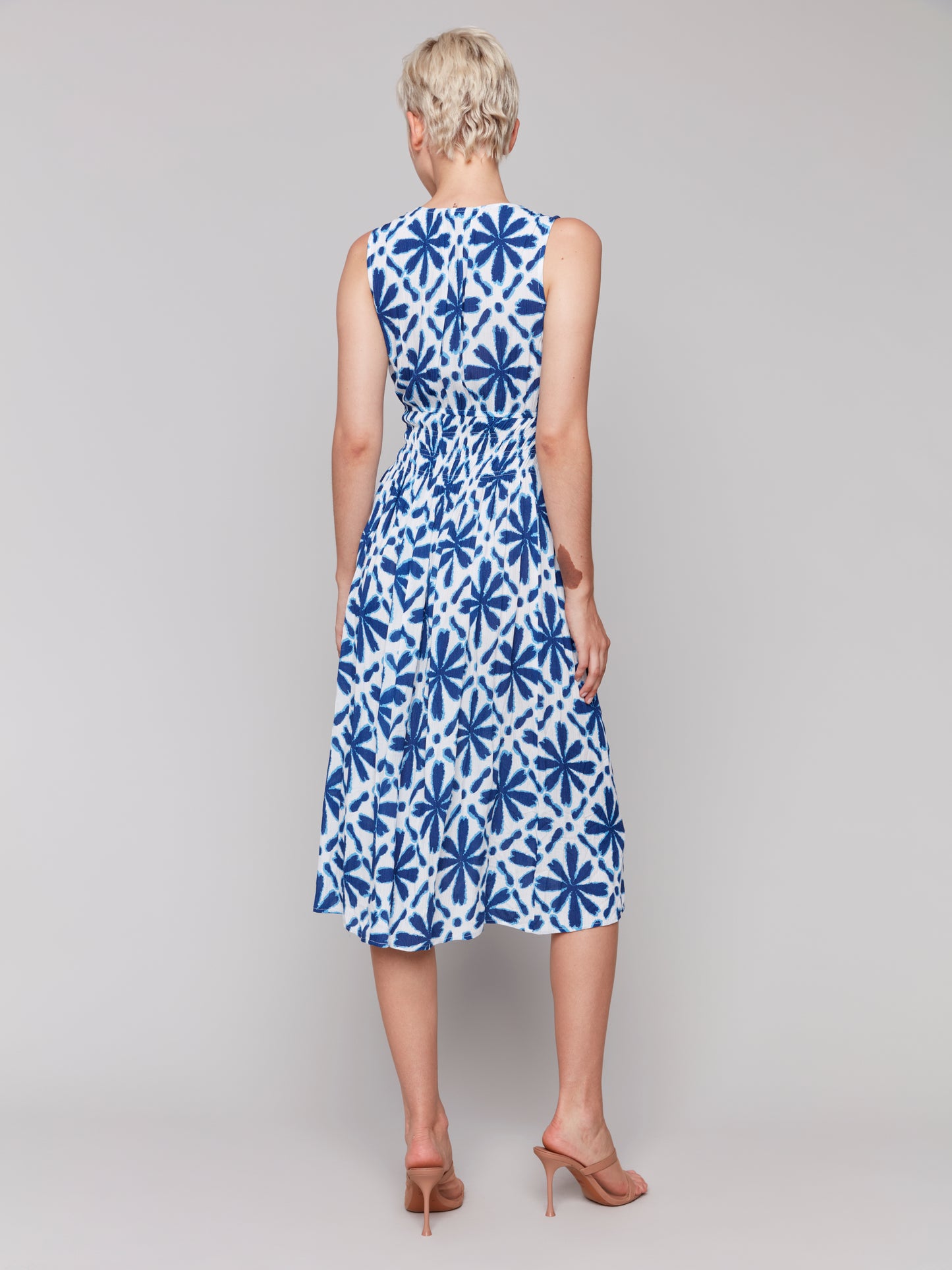 Printed Sleeveless V Neck Dress C3191P