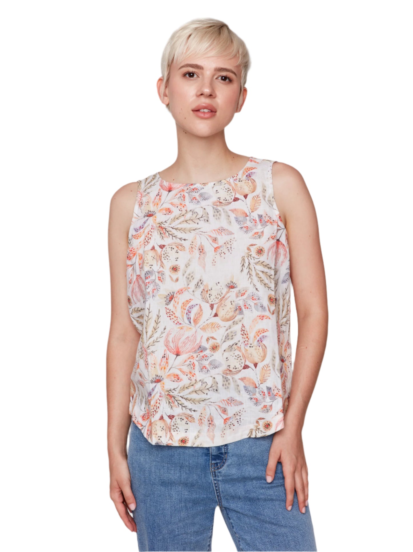 Printed Sleeveless Crew Neck C4588