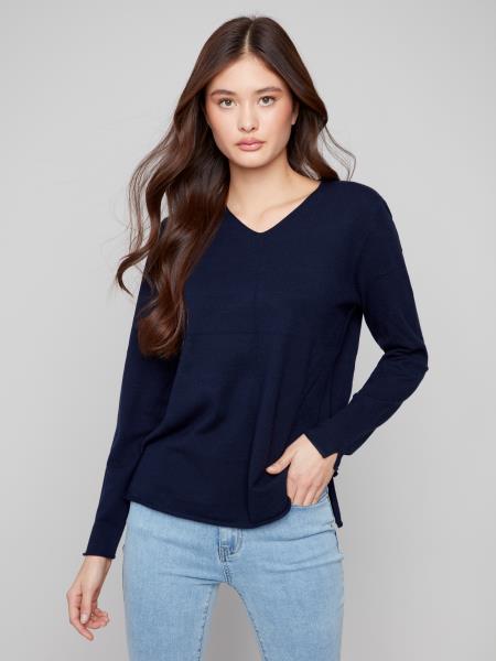 Long Sleeves V-Neck Sweater - C2279RR!