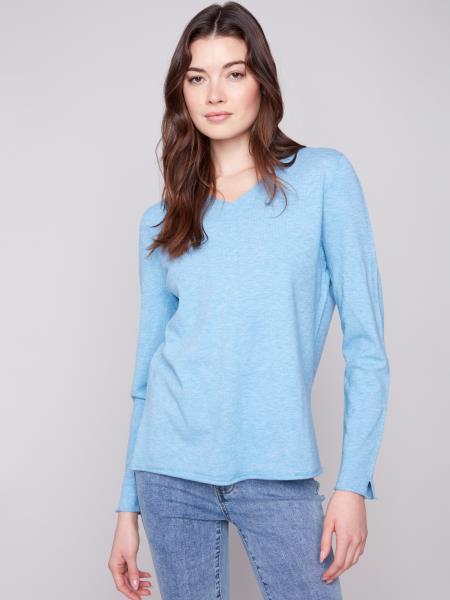 Long Sleeves V-Neck Sweater - C2279RR!