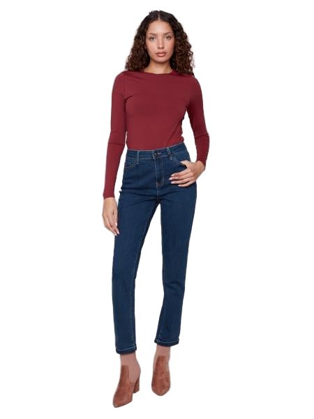 Cuffed Hem Denim Pants - C5309Y - Style CoastCharlie B690178653612