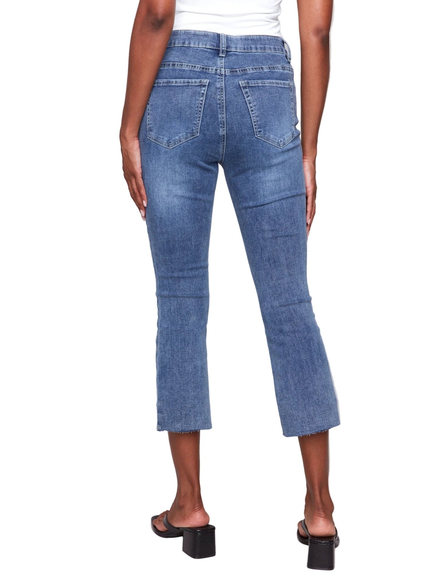 Charlie B Bell Bottom Pant Raw Edge Assymetrical Hem C5466RW - Style CoastCharlie B690178594564