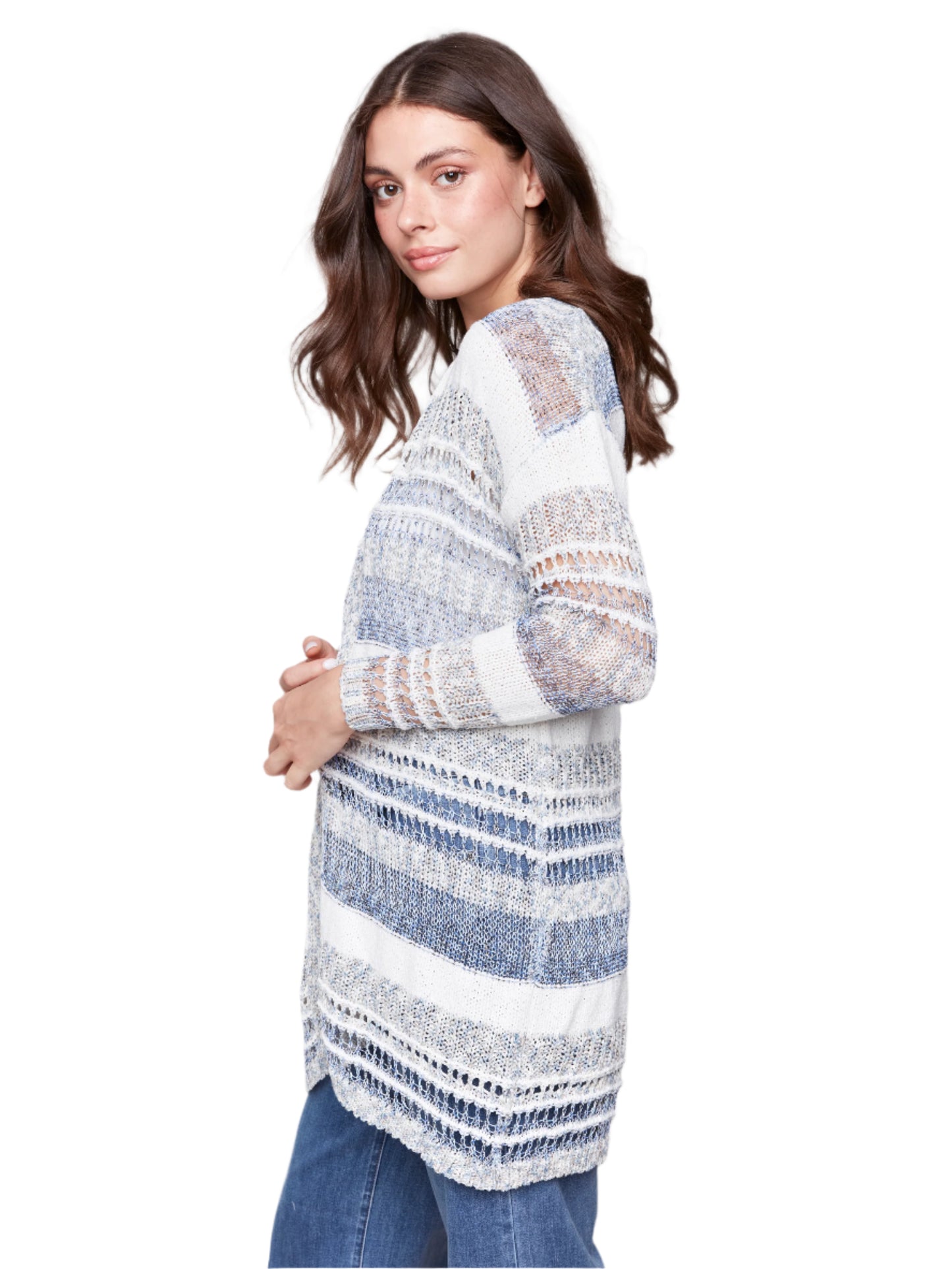 Novelty Yarn Long Sleeve Cardigan C2813
