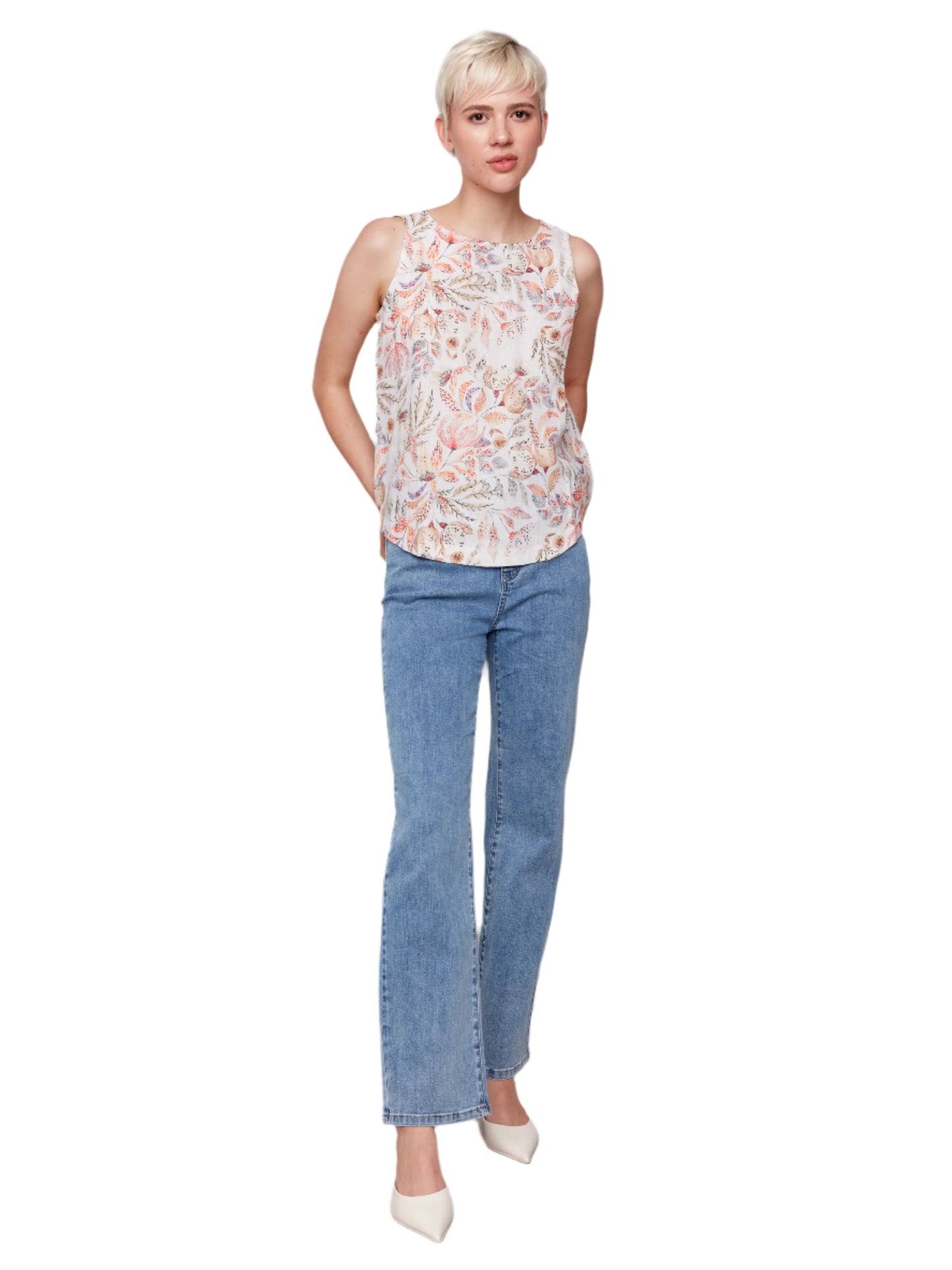 Printed Sleeveless Crew Neck C4588