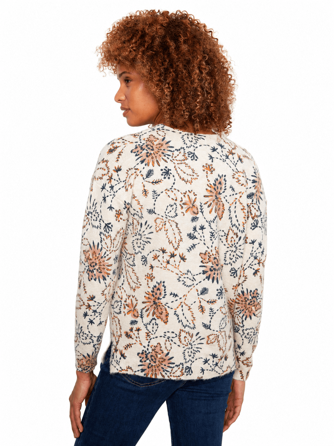 Charlie B Printed V-Neck Sweater C2581DRW - Style CoastCharlie B690178795961
