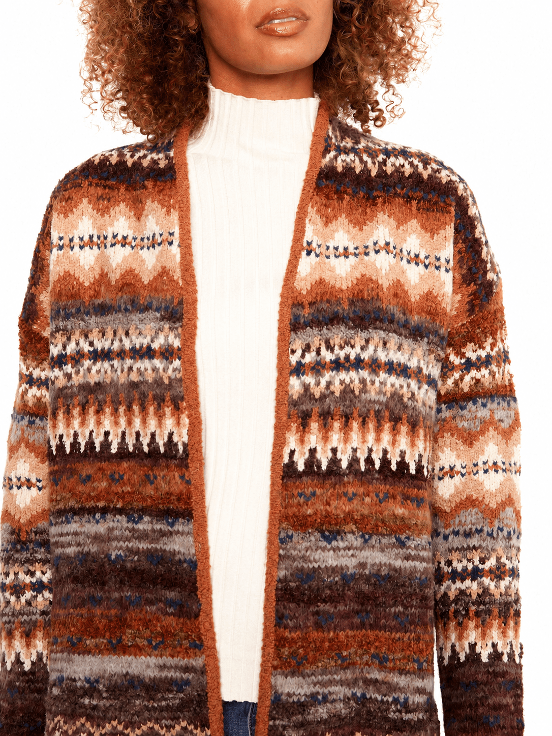 Charlie B Long Space-Dye Jacquard Cardigan C2934RPW - Style CoastCharlie B