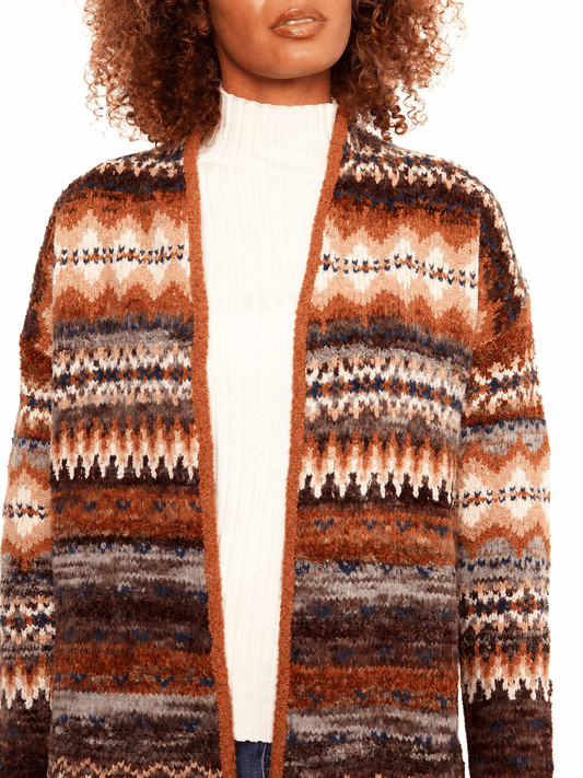 Charlie B Long Space-Dye Jacquard Cardigan C2934RPW - Style CoastCharlie B