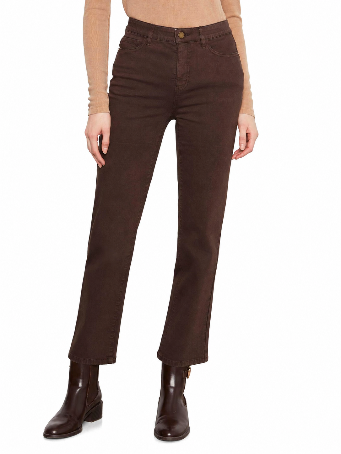 Charlie B Straight-Leg Coloured Twill Pants C5584RRW