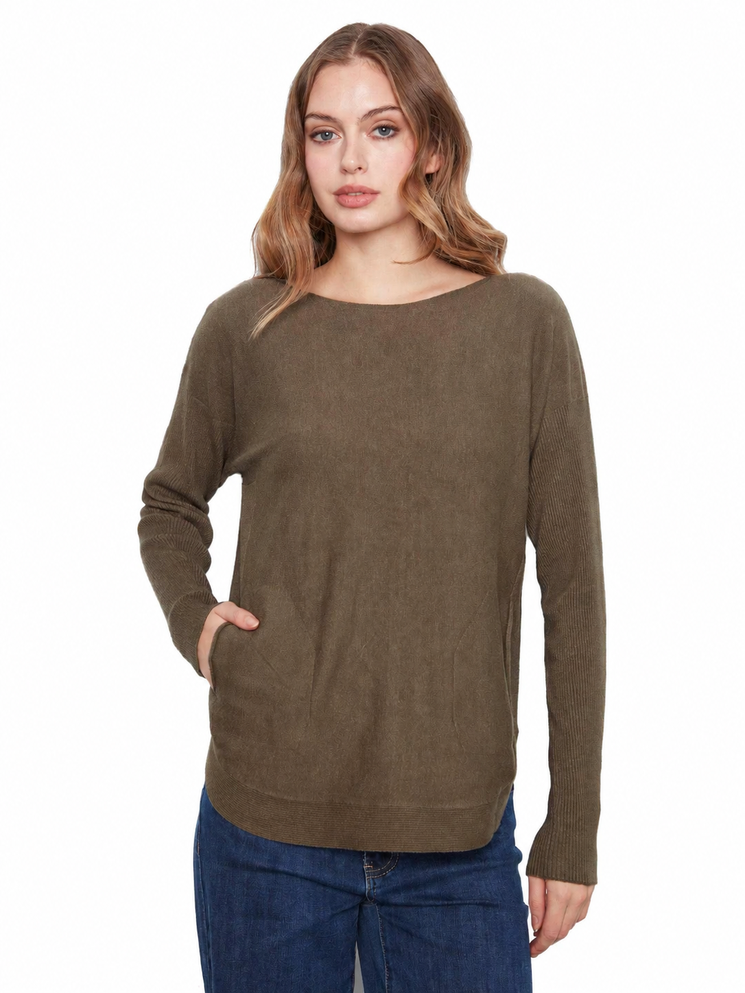 Charlie B Lace-Up Back Plushy Knit Sweater C2170ZRW