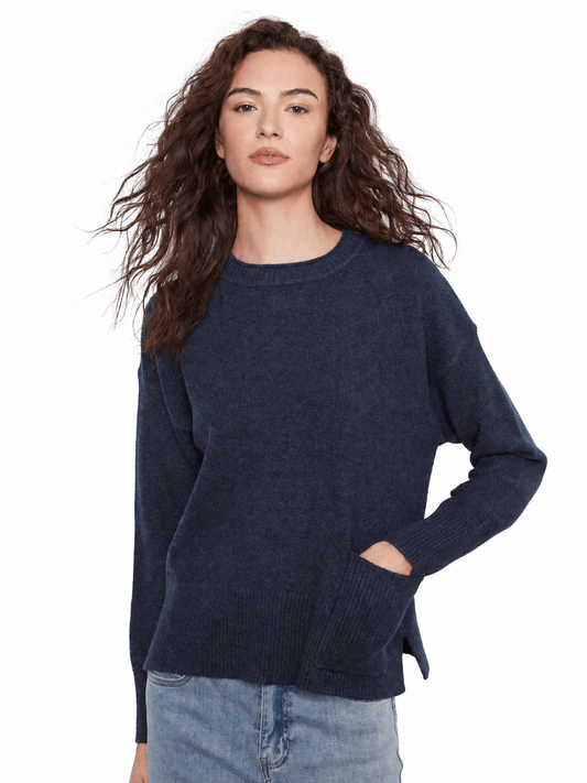 Charlie B Cropped Sweater with Patch Pocket C2052W - Style CoastCharlie B