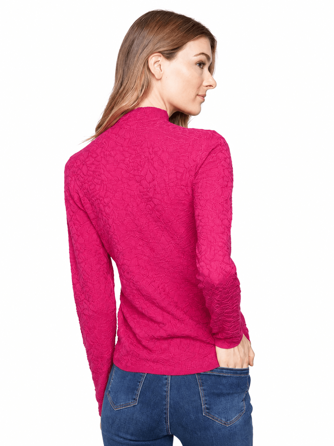 Charlie B Textured Mock Neck Sweater C2861W - Style CoastCharlie B690178704093