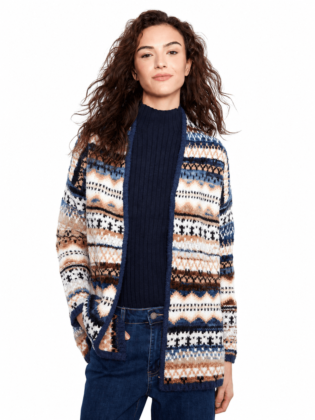 Charlie B Long Space-Dye Jacquard Cardigan C2934RPW - Style CoastCharlie B690178775970