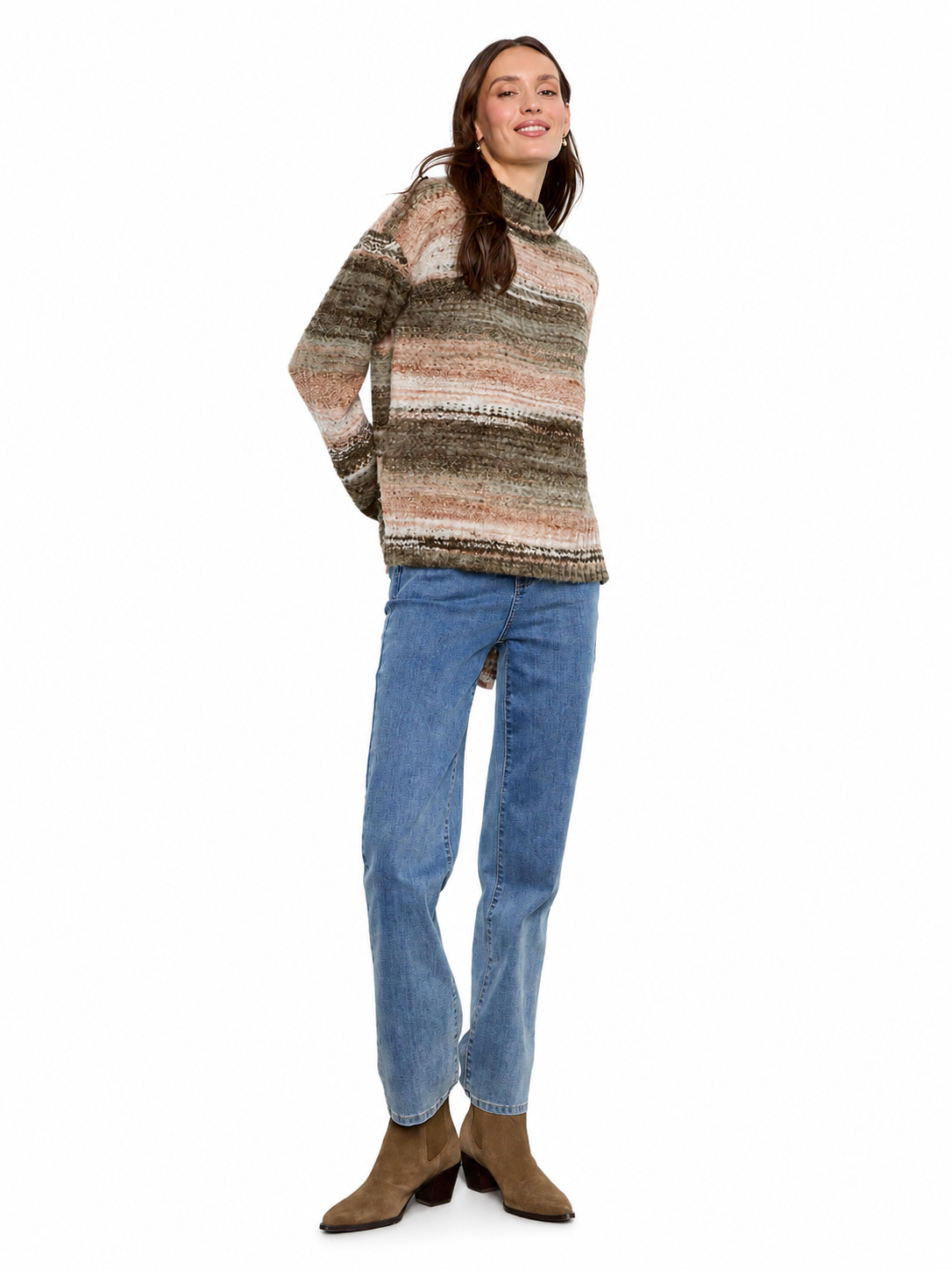 Charlie B Mock Neck High-Low Sweater C2067W
