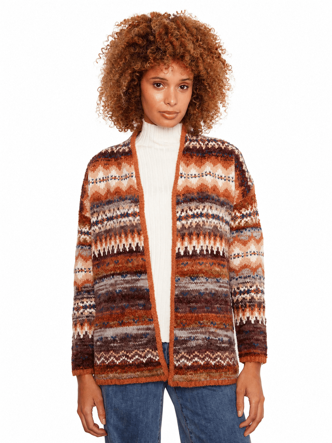 Charlie B Long Space-Dye Jacquard Cardigan C2934RPW - Style CoastCharlie B690178775970