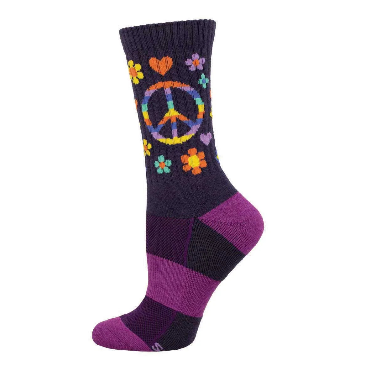 Socksmith Peace, Love, & Flower Power Purple WLW3344W