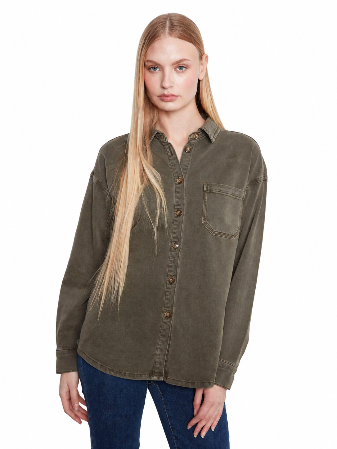 Charlie B Smooth Twill Long-Sleeve Overshirt C4715W
