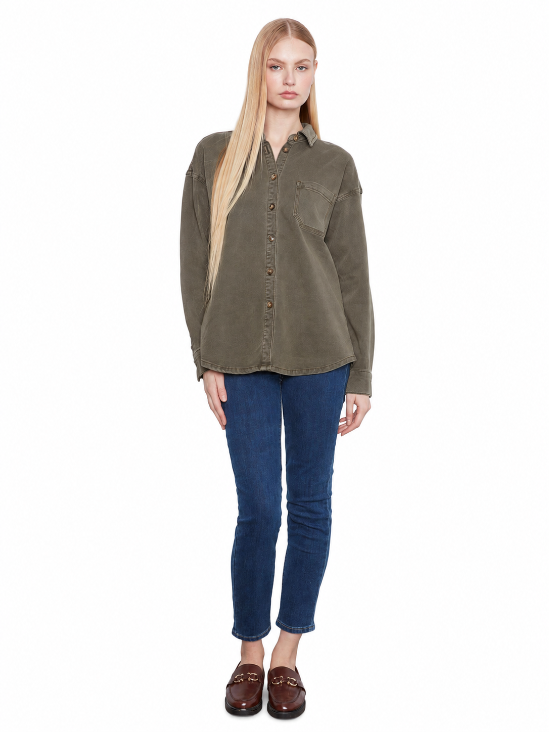 Charlie B Smooth Twill Long-Sleeve Overshirt C4715W