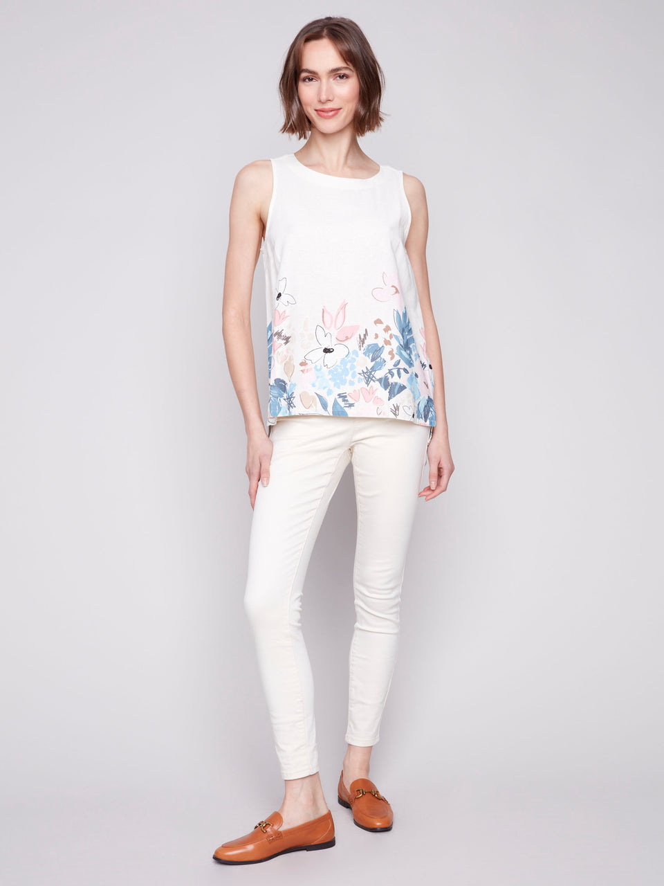Border Print sleeveless C4532BY
