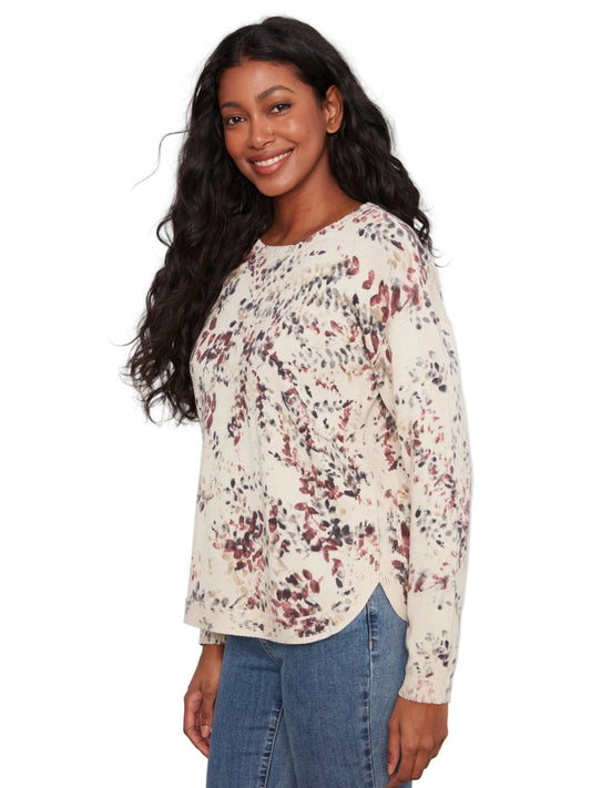 Charlie B Long Sleeve Crew Neck Reverse-Print Sweater C2010PW - Style CoastCharlie B690178778858