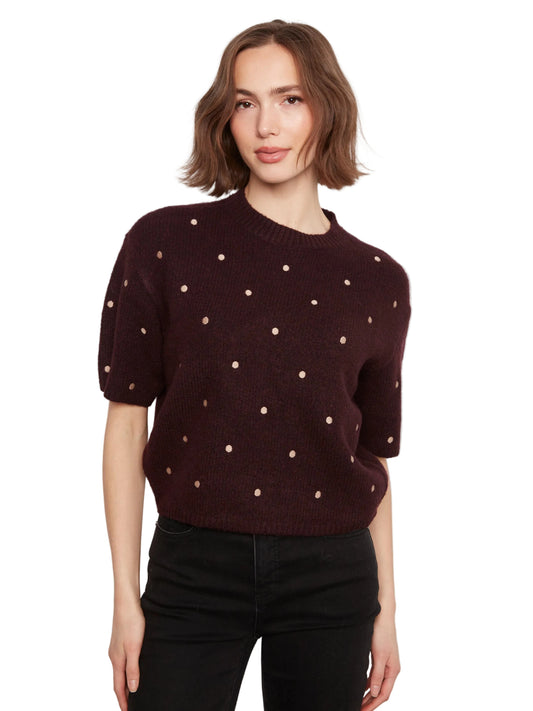Charlie B Embroidered Balloon-Sleeve Sweater C2858ERW