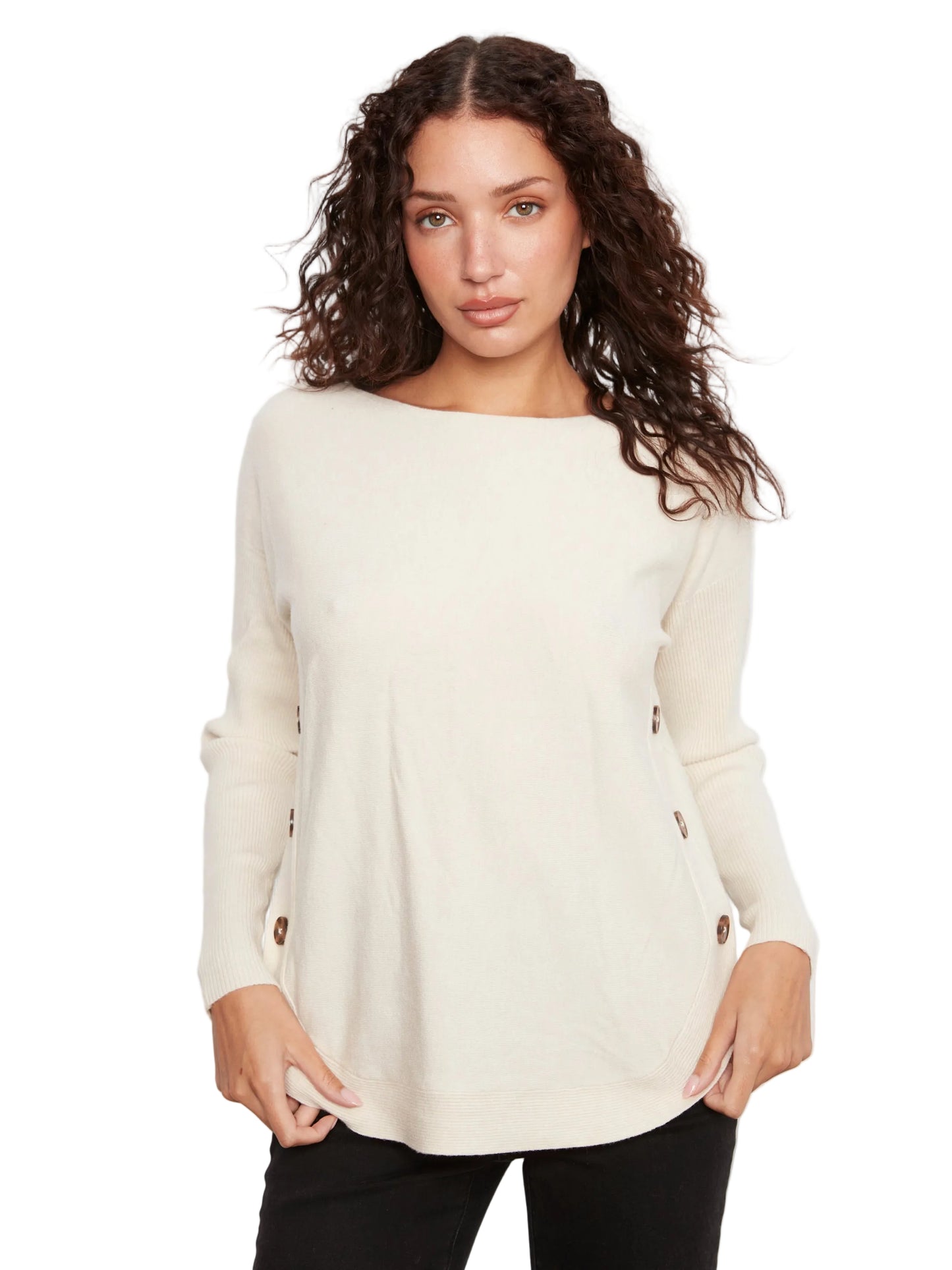 Charlie B Drop Shoulder Boat neck Sweater C2871RW