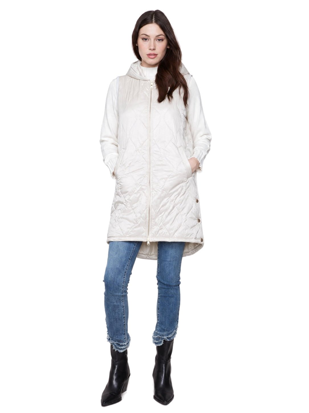 Charlie B Pearlized Long Hooded Puffer Vest C6365W - Style CoastCharlie B690178686870