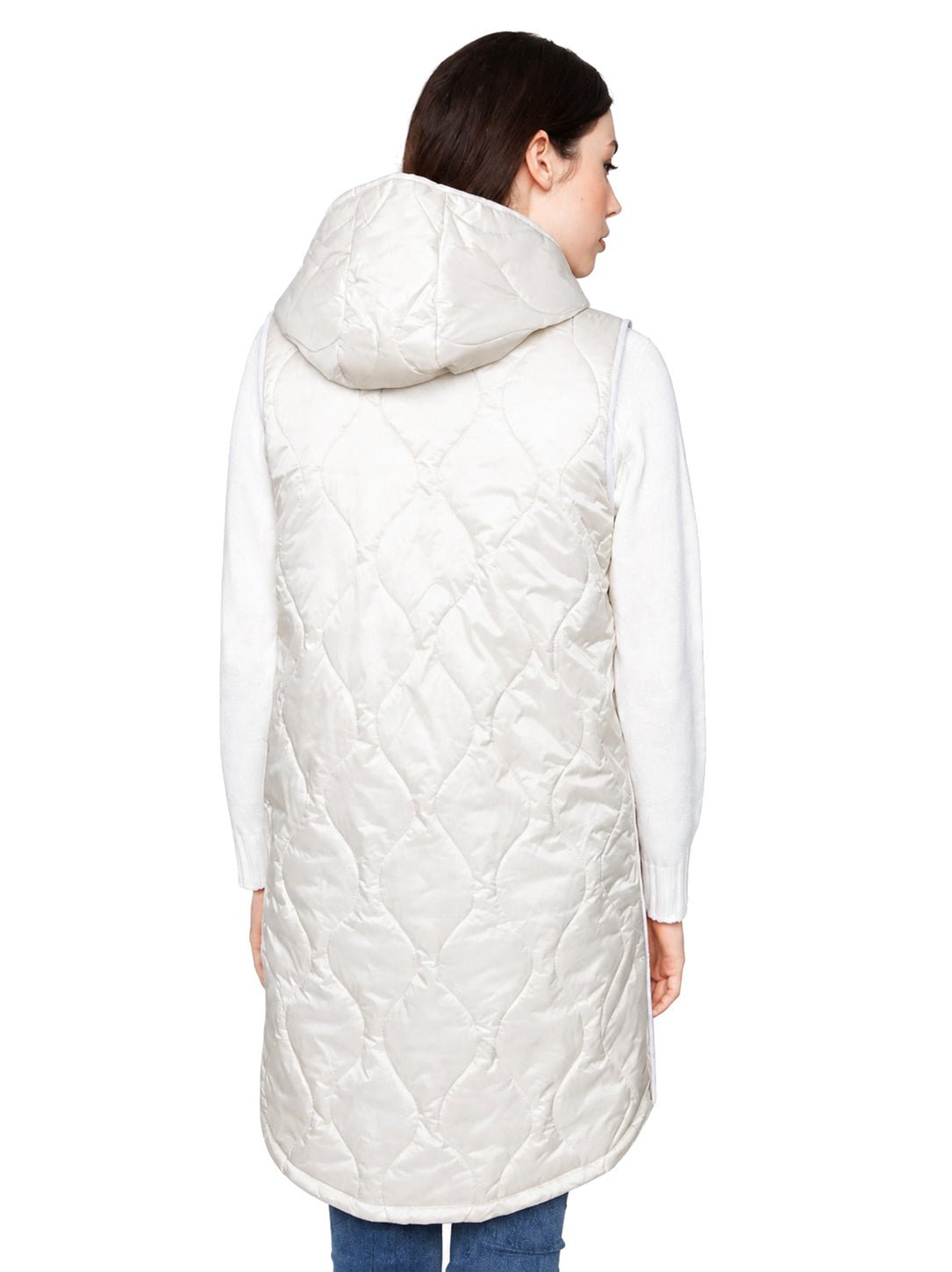 Charlie B Pearlized Long Hooded Puffer Vest C6365W - Style CoastCharlie B690178686931