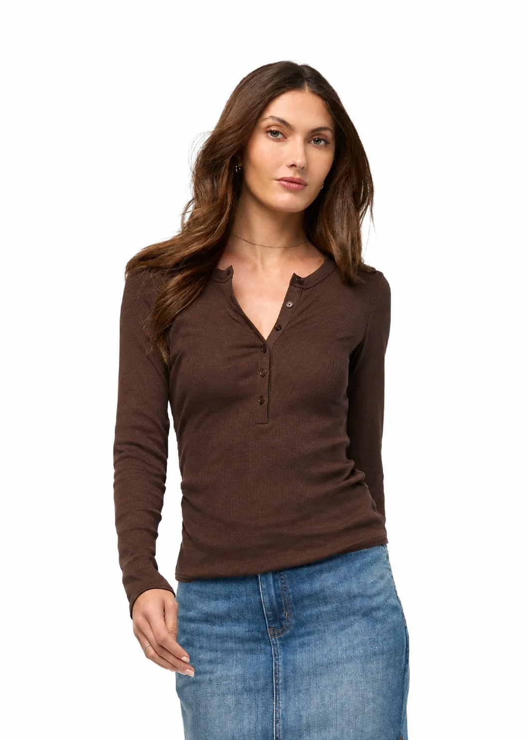 Duer Ribbed Pima Long Sleeve Henley WTP10005W