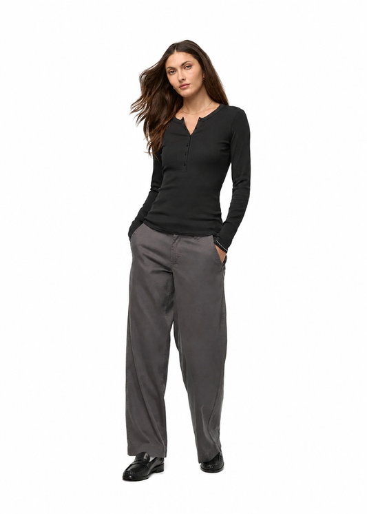 Duer Ribbed Pima Long Sleeve Henley WTP10005W