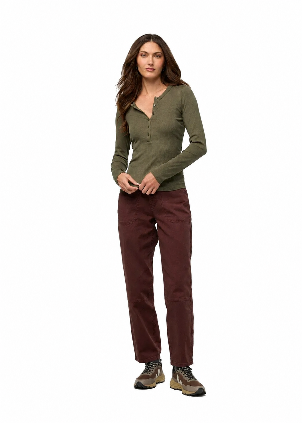 Duer Ribbed Pima Long Sleeve Henley WTP10005W