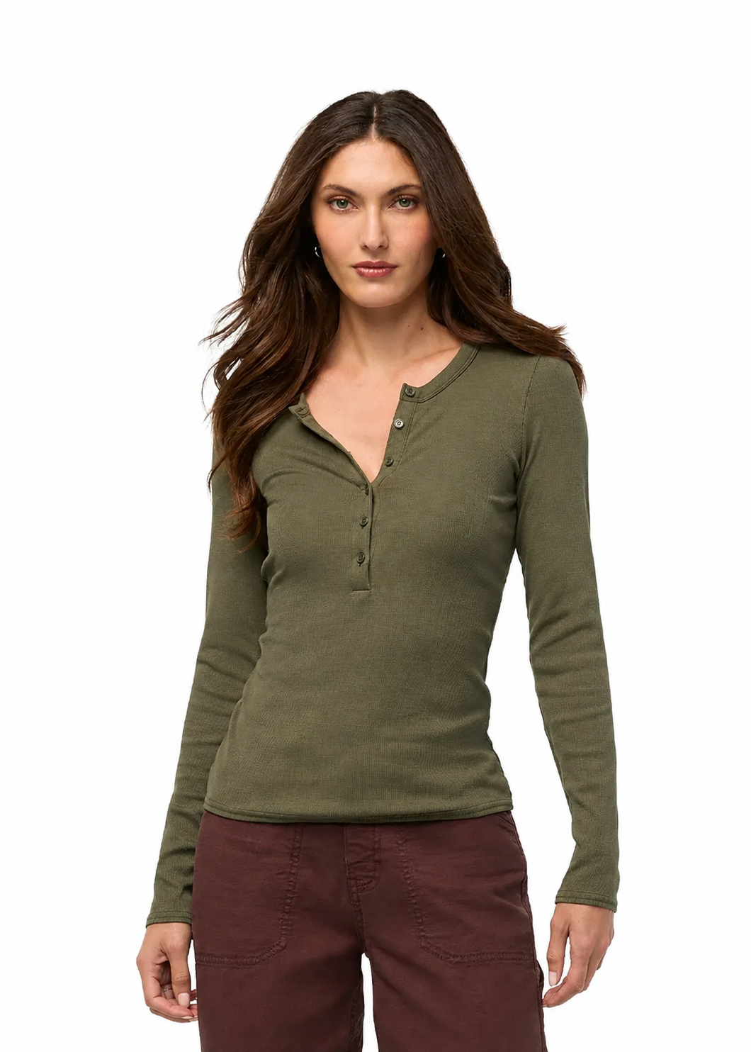 Duer Ribbed Pima Long Sleeve Henley WTP10005W