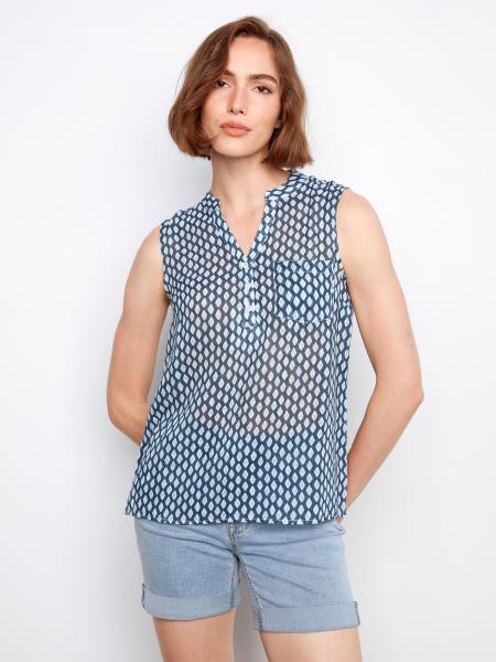 Cotton Gauze Sleeveless Blouse - C4606DR/274C - Style CoastCharlie B690178754722