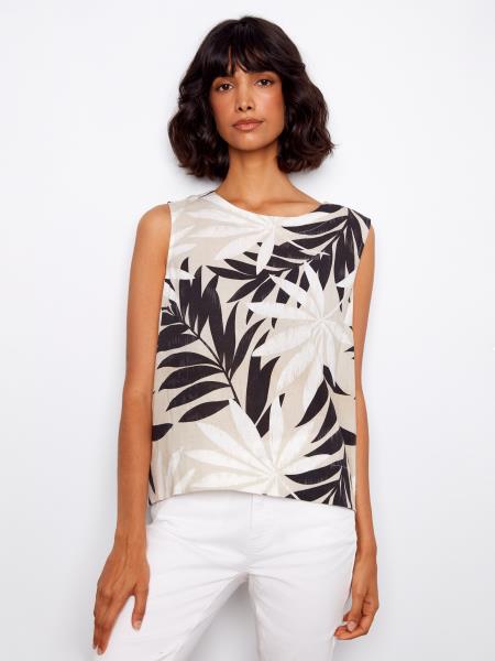 Printed Sleeveless Blouse With Back Button Detail - C4653/229B - Style CoastCharlie B690178725517