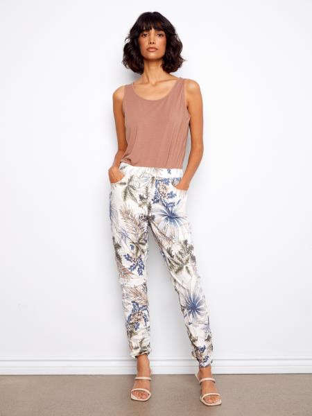 Printed Crinkle Bengaline Pull On Jogger Pant - C5219X/849A - Style CoastCharlie B690178744952