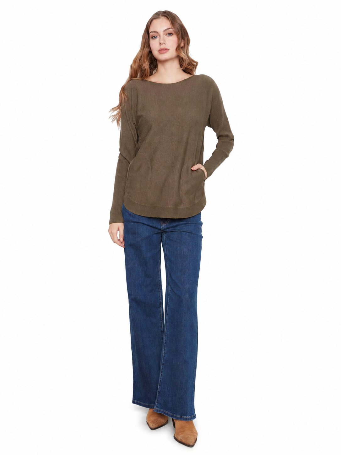 Charlie B Lace-Up Back Plushy Knit Sweater C2170ZRW