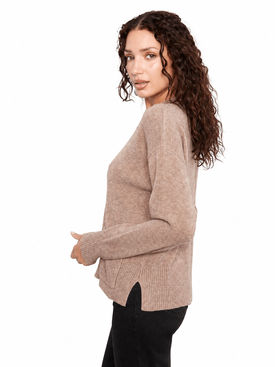 Charlie B Cropped Sweater with Patch Pocket C2052W - Style CoastCharlie B690178810206