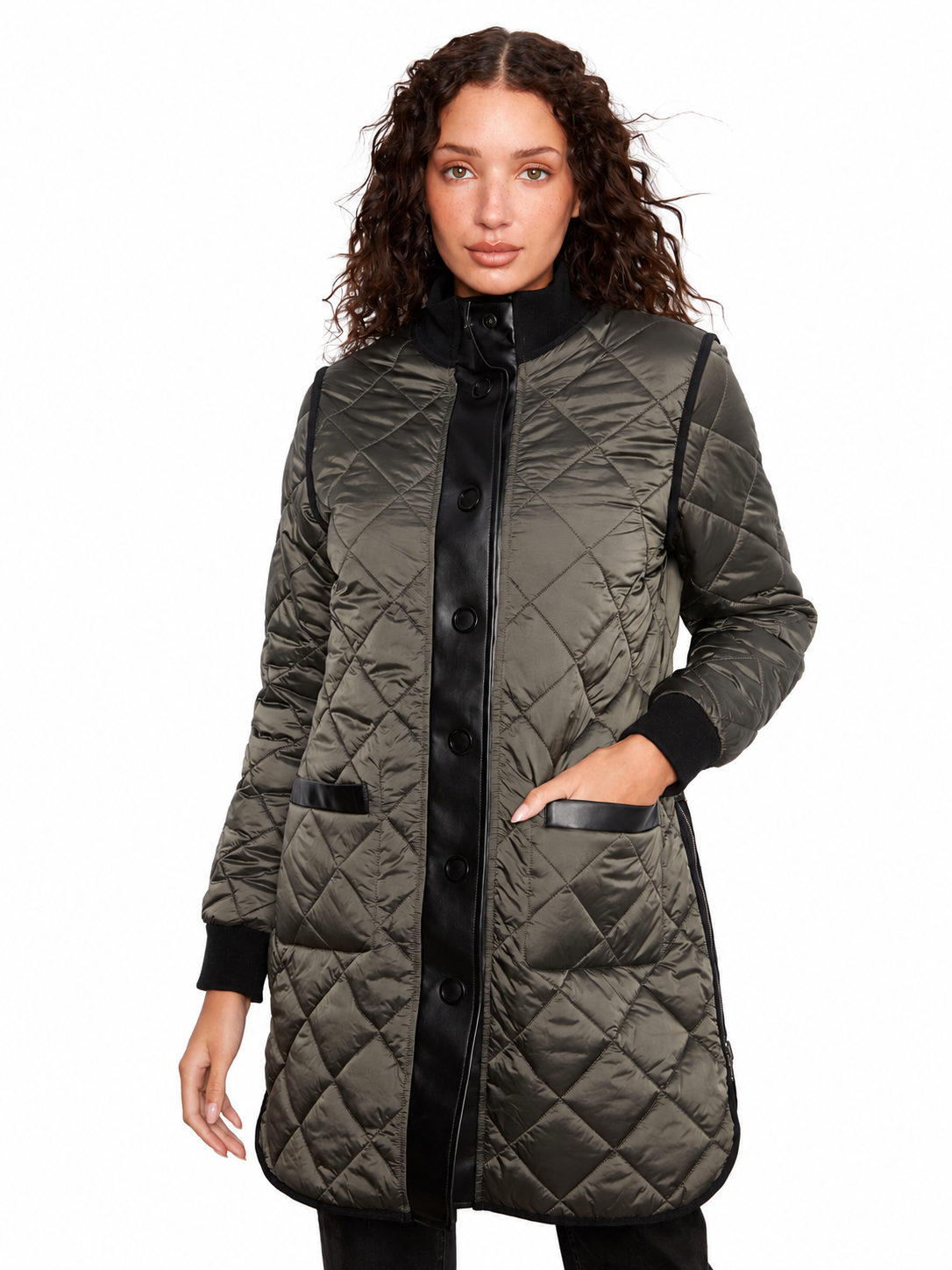 Charlie B Reversible Long Quilted Puffer Jacket C6313RPRW