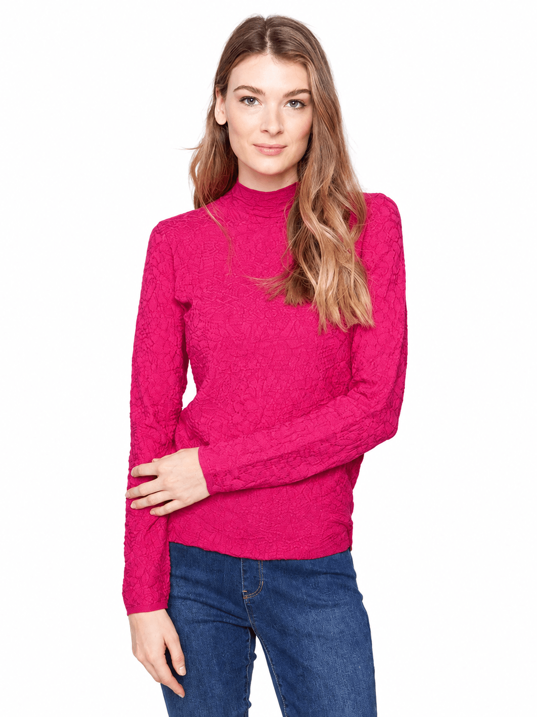 Charlie B Textured Mock Neck Sweater C2861W - Style CoastCharlie B