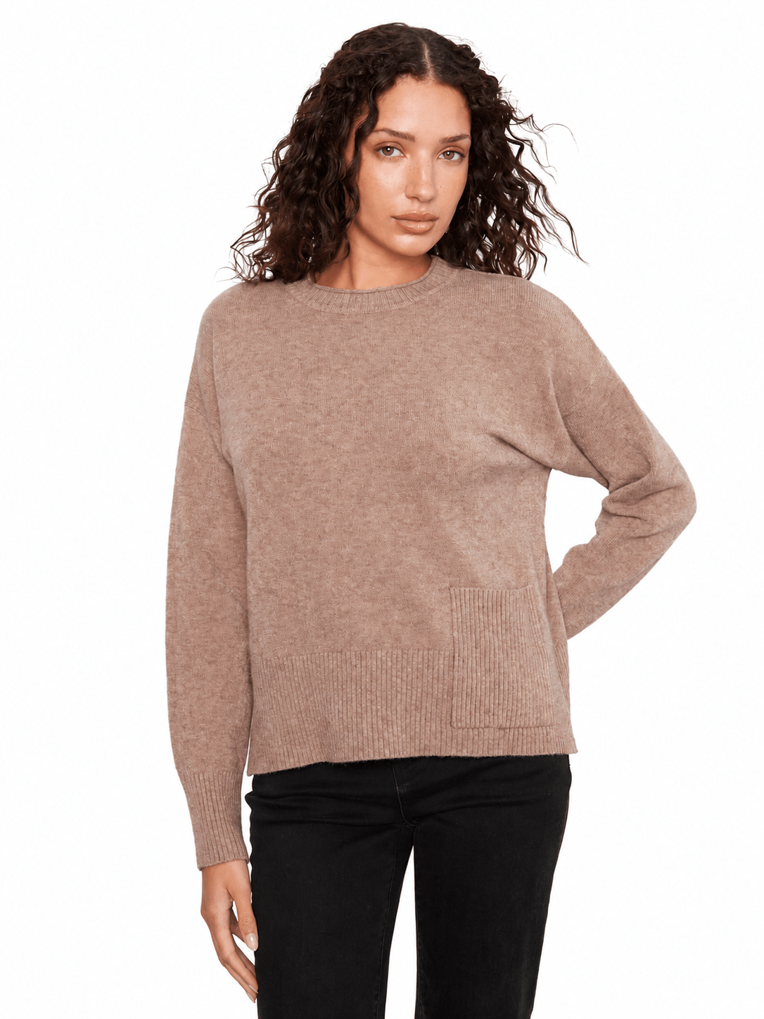 Charlie B Cropped Sweater with Patch Pocket C2052W - Style CoastCharlie B690178810206