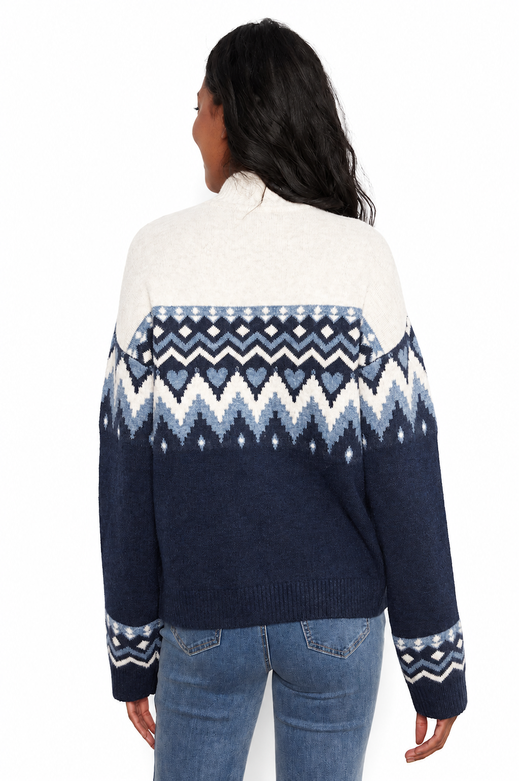 Charlie B Nordic Jacquard Mock-Neck Sweater C2007W