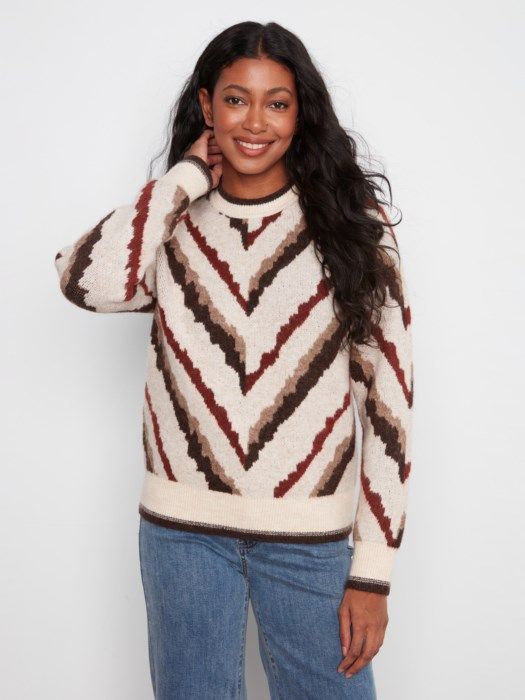 Charlie B Raglan Crew Jacquard C2053